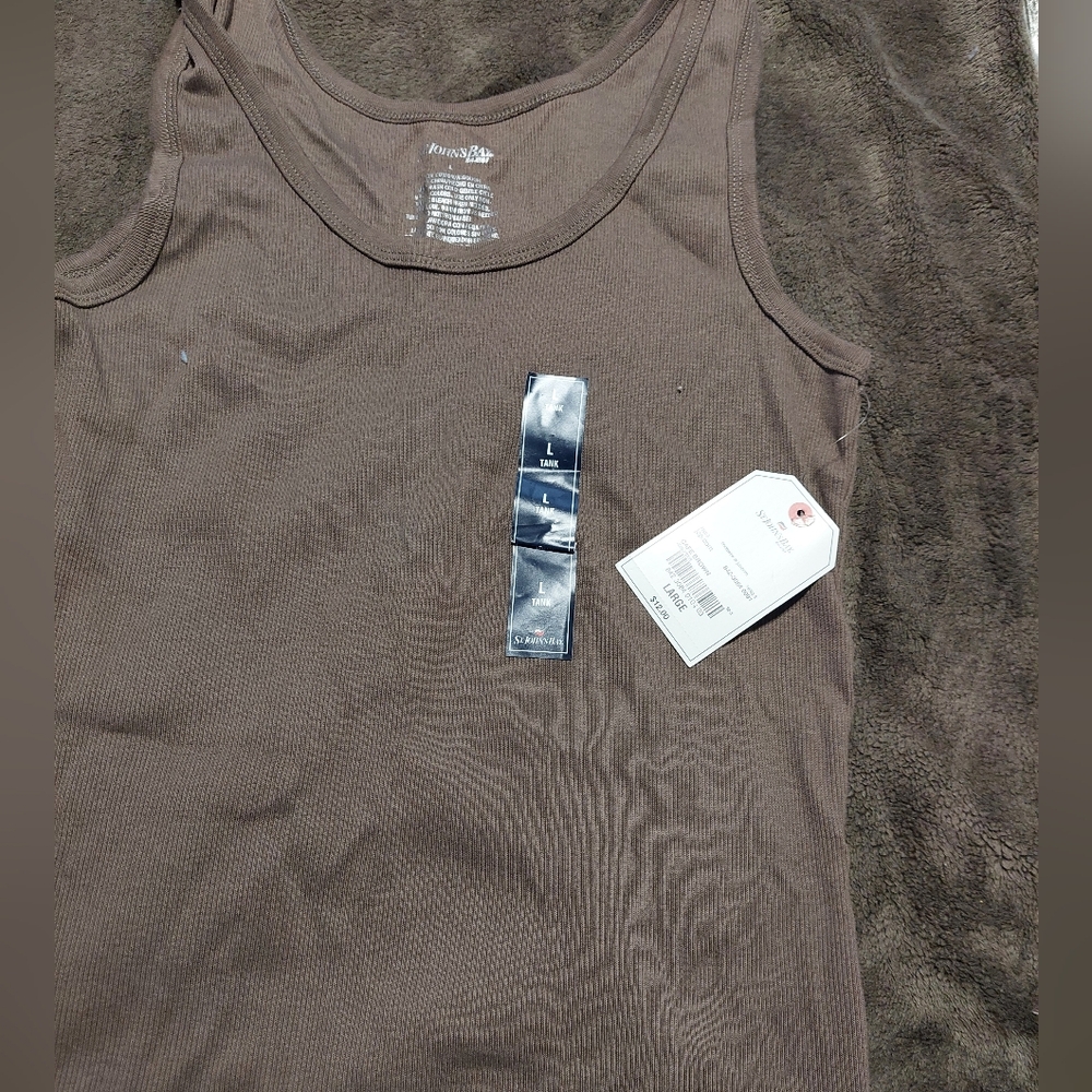 St. John Brown Fitted Sleeveless Tank Top